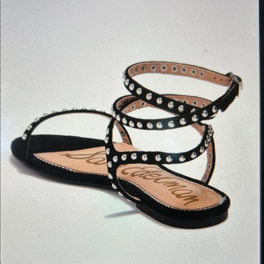 Sam Edelman Black and Tan Suede Studded gladiator Sandals